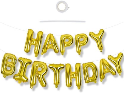 ENJOY the celebration people Solid Solid Happy Birthday Letter Balloons, Metallic Shiny Curtains Balloon, GOLDEN Letter Balloon  (Gold, Pack of 13)