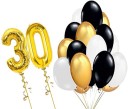 shribalaji Solid Metallic Balloons for Birthday Decoration,10inch Foil Balloon No.30th Balloon  (Black, Gold, White, Pack of 32)