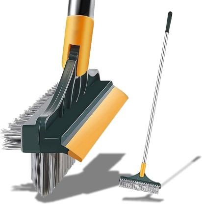 M9Gi 3 in 1 Bathroom Cleaning Brush with Wiper, Tiles Cleaning Brush with Handle Microfibre Wet and Dry Brush  (Multicolor)