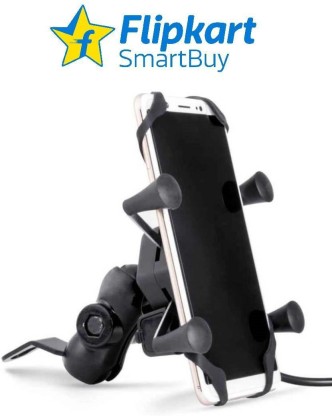 Flipkart SmartBuy 2Amp 5V USB Fast Charging Support Bike Mobile Holder  (Black)