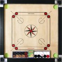 Sports Hustle Carrom Board for Kids 26 Inch Medium Size Glossy Finish, Coins, Strikers, Powder 40 cm Carrom Board  (Beige, Black)