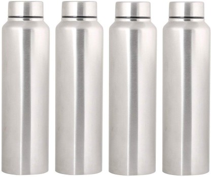 Swertia Stainless Steel Water Bottle Silver 1000ml Set of 4 1000 ml Bottle  (Pack of 4, Silver, Steel)
