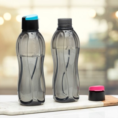 TUPPERWARE Xtreme Fliptop Bottle 1000 ml Bottle  (Pack of 2, Black, Plastic)