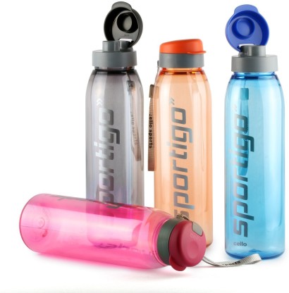 cello Sportigo Plastic Bottle, 800ml,Set of 4,Colour 800 ml Bottle  (Pack of 4, Multicolor, Plastic)