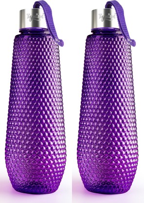 TAPASVI Hexa Shape Water Bottle for School, College, Office 1000 ml Bottle  (Pack of 2, Purple, Plastic)