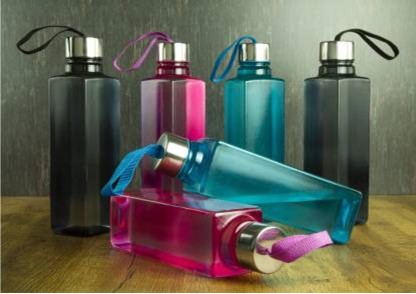 Solomon " Premium Quality Square Plastic Water Bottle for Fridge , Unbreakable 1000 ml Bottle  (Pack of 6, Multicolor, Plastic, Steel)