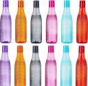 Shopmart Checkered Pattern Unbreakable Plastic Water Bottle Set (Set of 12) 1000 ml Bottle  (Pack of 12, Multicolor, Pink, Red, Orange, Plastic, PET)