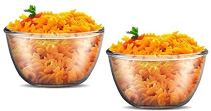TREO Mixing bowls microwave safe , borosil glass Borosilicate Glass Serving Bowl  (Clear, Pack of 2)