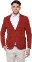 Solid Single Breasted Casual Men Full Sleeve Blazer  (Red)