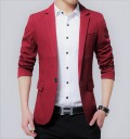 Solid Single Breasted Casual, Party, Wedding Men Blazer  (Maroon)