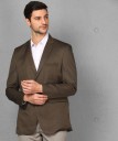 Solid Single Breasted Formal Men Full Sleeve Blazer  (Brown)