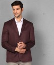 Solid Single Breasted Formal Men Full Sleeve Blazer  (Maroon)