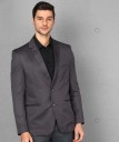 Men Solid Single Breasted Formal Blazer  (Grey)