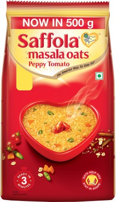 Saffola Masala Oats, Tasty Evening , Healthy Snack, Peppy Tomato Pouch  (500 g)