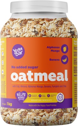 Yogabar No Added Sugar Oatmeal| Alphonso Mango, Chia Seeds and Real Fruits & Berries Plastic Bottle  (1 kg)