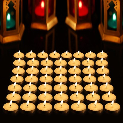 AuraDecor Smokeless Unscented Tealight Pack of 50, Burning Time 2.5 to 3 hours Candle  (White, Pack of 50)