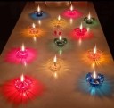 THINKWELL 3D Shadow Reflection Floating Plastic Lamp/Decorative Diwali Diya(Pack of 12) Candle  (Multicolor, Pack of 12)