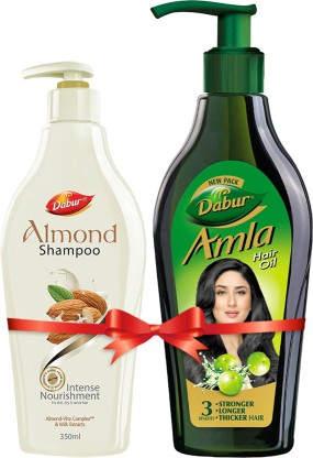 Dabur Amla - World's No.1 Hair Oil - 550 ml with Almond Shampoo - 350 ml Free  (2 Items in the set)