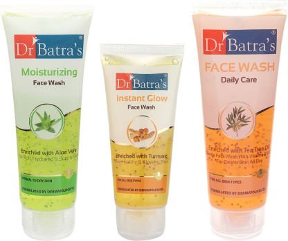 Dr Batra's Face Wash Daily Care - 100 gm, Face Wash Moisturizing - 100 gm and Face Wash Instant Glow - 50 gm  (3 Items in the set)
