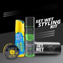 SET WET Men's Styling Kit-Deodorant(150ml),Clay Hair Wax(60g),Hair Spray(200ml) & Pouch Deodorant Spray  -  For Men  (410 ml, Pack of 4)