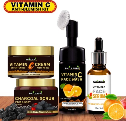 Phillauri Complete Skin Care Cleanse, Tone, Exfoliate, Hydrate, and Protect with Natural Ingredients for Radiant, Youthful-Looking Skin  (4 Items in the set)