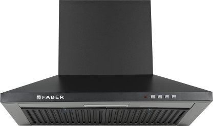 FABER HOOD PLUTO PB BF BK 60 Pyramid Shape 60cm|3 Layer Baffle filter|Powerful suction |Low Noise Wall Mounted Black 1000 CMH Chimney