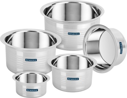 Renberg Steelix Tope Cookware Set  (Stainless Steel, 5 - Piece)