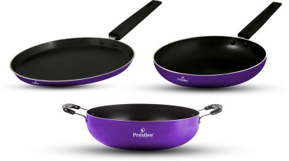 Prestlee Nonstick Cookware Set 3 PC's Combo, Purple - PFOA Free I NON INDUCTION BASE Non-Stick Coated Cookware Set  (Aluminium, 3 - Piece)