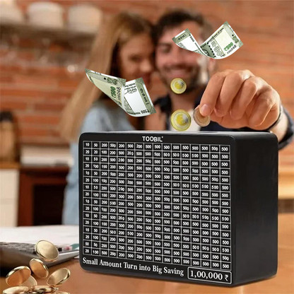 TOOBIL Money Saving Box | Counting target money box | Coin Bank  (Black)