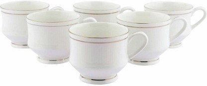 Sarsawal Pack of 6 Bone China Fine Tableware Mini White Tea & Coffee Cup for Office  (White)