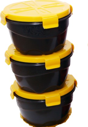 Carrolite Pack of 3 Black & yellow Nornal  - 600 ml Plastic Utility Box  (Pack of 3, Multicolor)