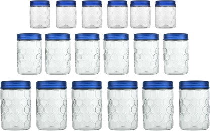 MILTON Plastic Grocery Container  - 270 ml, 665 ml, 1240 ml  (Pack of 18, Blue, Clear)