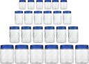MILTON Hexa Pet Jar  - 270 ml, 665 ml, 1240 ml, 1850 ml Plastic Grocery Container  (Pack of 24, Blue, Clear)