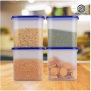 Tuqqerwaree Plastic Grocery Container  - 1.7 L  (Pack of 4, Blue, White)