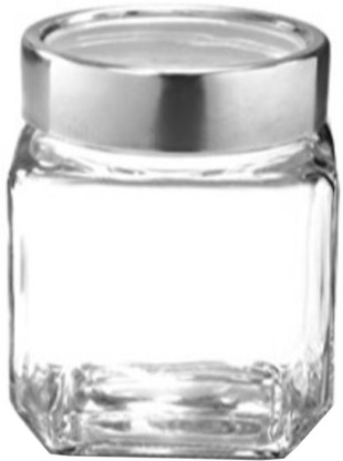 TREO CUBE JAR 580 ML 2 PC SET  - 580 ml Glass Utility Container  (Pack of 2, Clear)