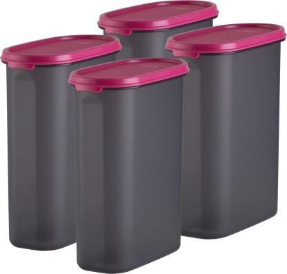 POLYSET Magic Seal Oval Container 2300ML Black Bottom Pink Lid,  - 2300 ml Plastic Utility Container  (Pack of 4, Pink)