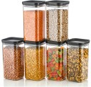 Flipkart SmartBuy PUSH CAP Air Tight Kitchen Storage Containers Plastic Container Dibba Boxes Combo Set  - 1500 ml Plastic Grocery Container  (Pack of 6, Black)