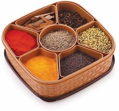 TAPASVI Spice Container And Masala Box  - 1000 ml Plastic Grocery Container  (Brown)