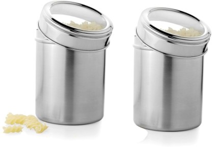 Renberg Stainless Steel Canister Set of 2, 1050ml, Silver (RBIN-6083)  - 1050 ml Steel Grocery Container  (Pack of 2, Silver)