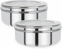 Renberg Stainless Steel Puri Canister Set of 2, 750ml, Sliver (RBIN-6093)  - 750 ml Steel Utility Container  (Pack of 2, Silver)