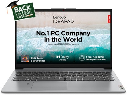Lenovo IdeaPad Slim 1 (2024) AMD Ryzen 5 Hexa Core 5500U - (16 GB/512 GB SSD/Windows 11 Home) 15ALC7 Thin and Light Laptop  (39.62 cm, Cloud Grey, 1.65 kg, With MS Office)