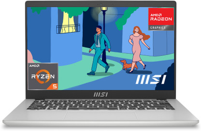 MSI AMD Ryzen 5 Hexa Core 7530U - (8 GB/512 GB SSD/Windows 11 Home) Modern 14 C7M-284IN Business Laptop  (14 Inch, Urban Silver, 1.4 Kg, With MS Office)