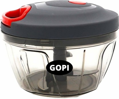 gopi by GopiStore 3 Stainless Steel Blade System 450 ML Charcoal Grey Color Mini Chopper for Kitchen Dori Chopper Quick Handy Manual Vegetable and Fruit Chopper L Fruit Nut Onion Chopper, Hand Meat Grinder Mixer Food Processor Shredder Salad Maker Vegetable Tools Cutter for Kitchen Vegetable & Fruit Chopper  (1 Handy Chopper)