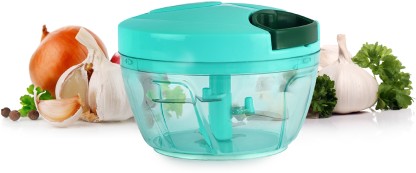 cello Multi Utility Magic Hand Chopper M | Stainless Steel Blade | 450 ml | Green Vegetable & Fruit Chopper  (1 Chopper Bowl With SS Blade)