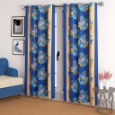 CHHAVI INDIA 150 cm (5 ft) Polyester Semi Transparent Window Curtain (Pack Of 2)  (Printed, Blue)