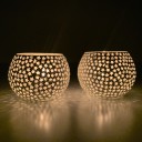 Vishal Handicraft Glass tealight Mosaic Glass Candle Holder For Home Décor (Pack Of 2) Glass Tealight Holder Set  (Multicolor, Pack of 2)