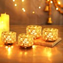 TIED RIBBONS Decorative Set Of 4 Crystal Tlight Candle Holder For Home Décor Crystal Tealight Holder Set  (Gold, Pack of 4)