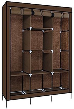 vipash 6+2 Organizer Wardrobe for Cloth Carbon Steel Collapsible Wardrobe  (Finish Color - BROWN, DIY(Do-It-Yourself))