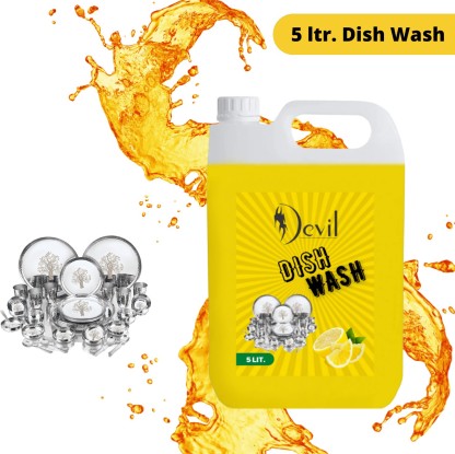 Devil 5 LTR Non Acidic dish wash Liquid Detergent (6 l) Dish Cleaning Gel Dish Cleaning Gel  (lemon, 5 L)