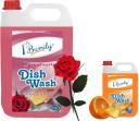 Bumily 5+1 ltr liquid dish wash gel pink rose + orange fragnance (6 ltr) Dish Cleaning Gel  (rose, 2 x 3 L)